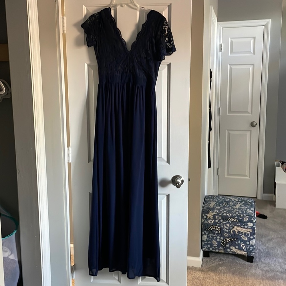 Navy bridesmaid dress - lace and tulle